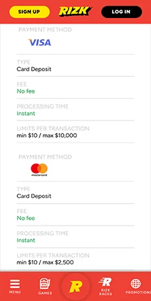rizk casino payment methods